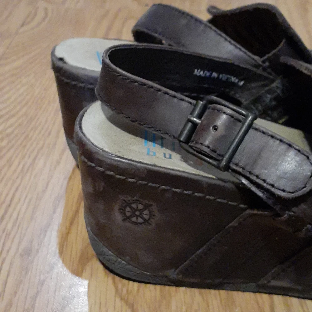 Bussola platform sandals brown leather sz 7
